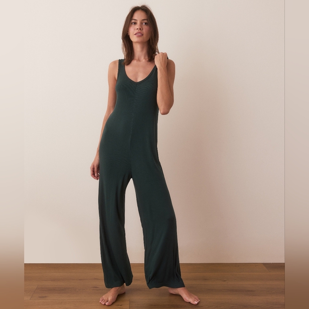 Marine Layer Lexi Rib Jumpsuit In Charcoal